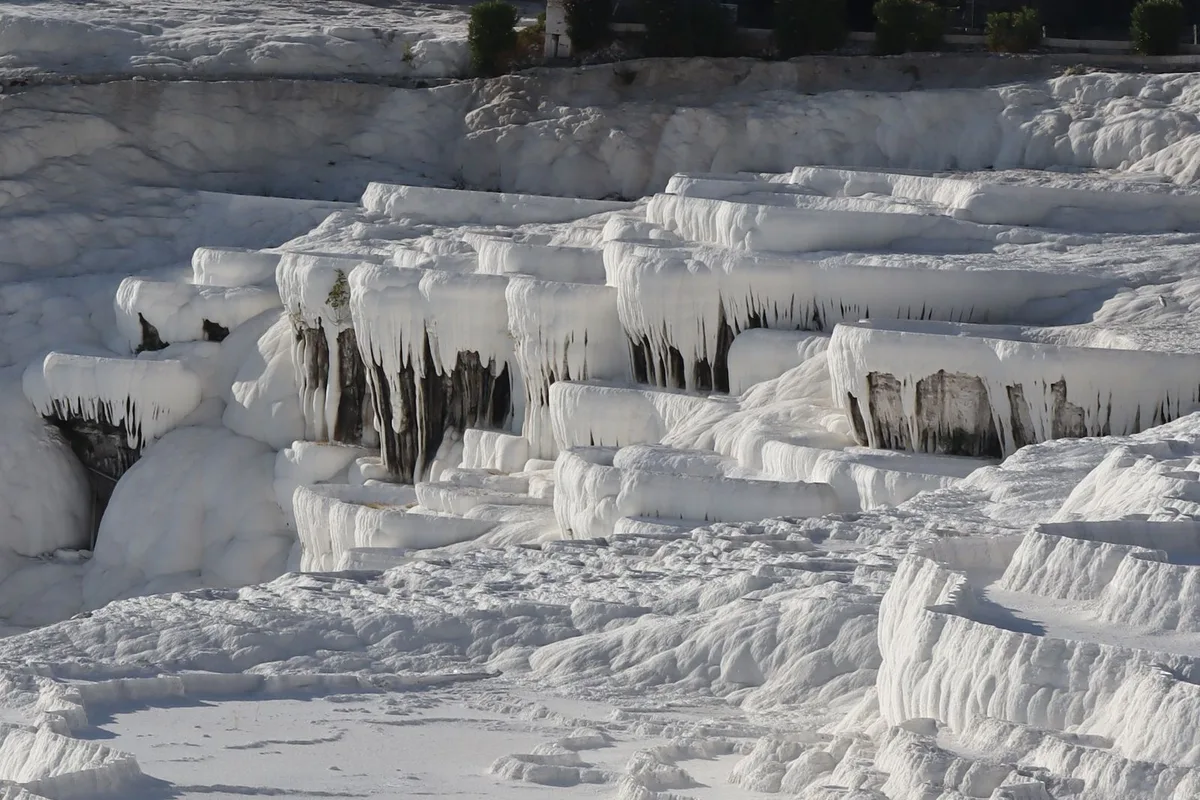 The white travertine terraces of Pamukkale