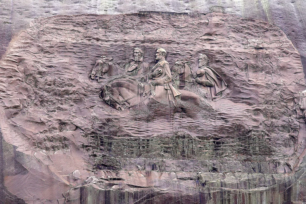 The memorial carving on the face of Stone Mountain