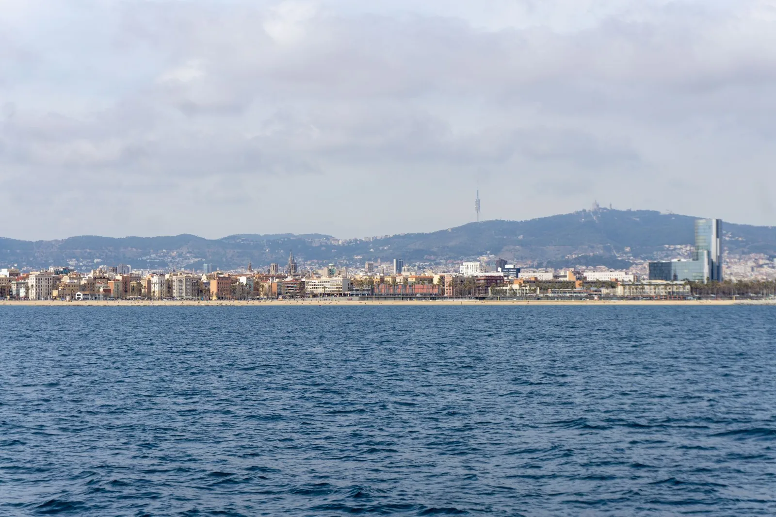 Barcelona coastline at golden hour