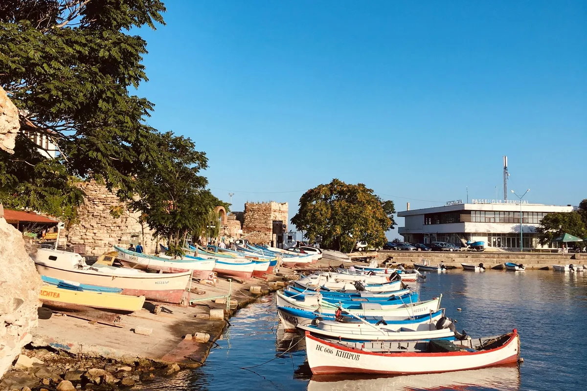 Fishing boats in the old harbour at Byblos, below the town walls
