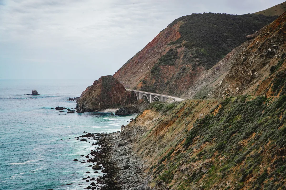 Bixby Creek Bridge from the north, the gateway span of the Big Sur coast