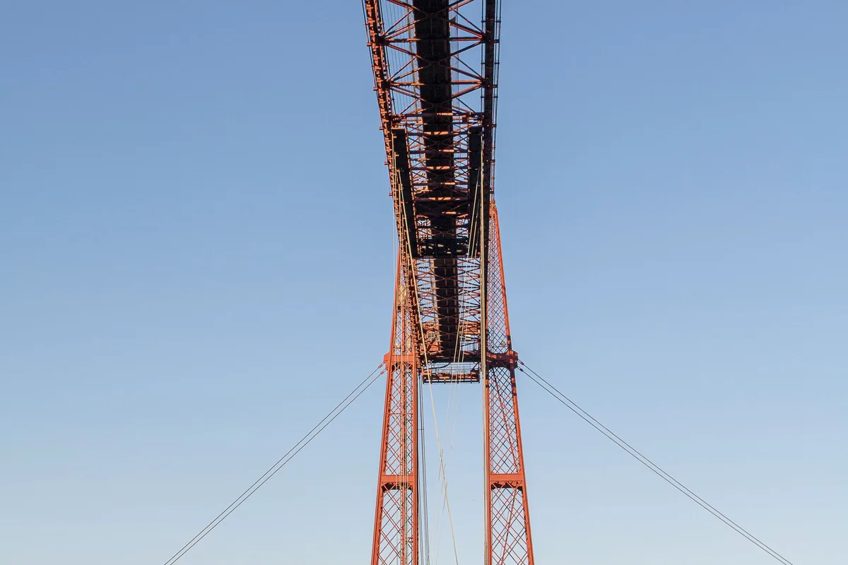The iron tower of the Vizcaya Bridge at Portugalete, the world's oldest transporter bridge