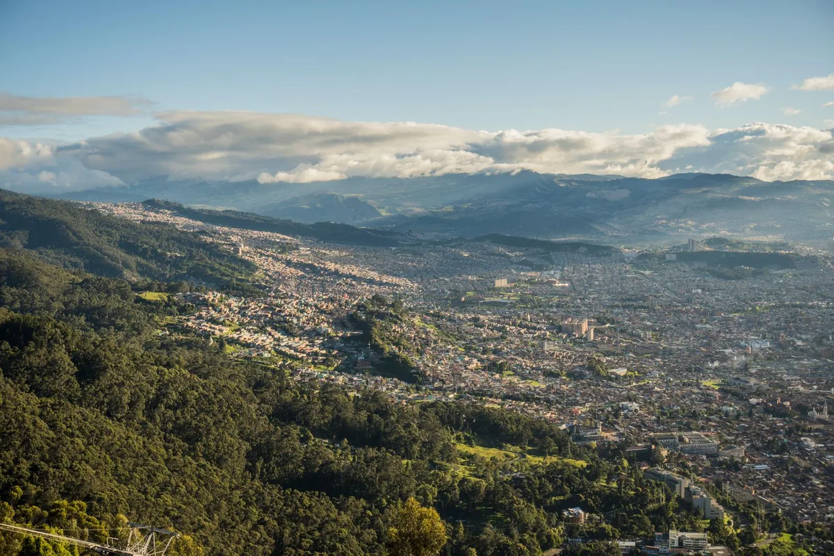 Bogota from the eastern hills, the city spread across the high plain