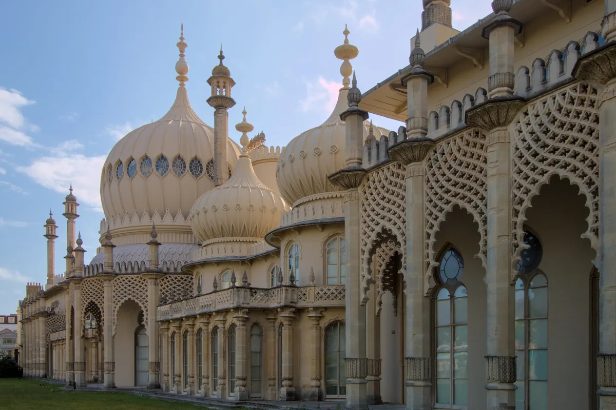 The Royal Pavilion's onion domes and minarets on its east front in Brighton