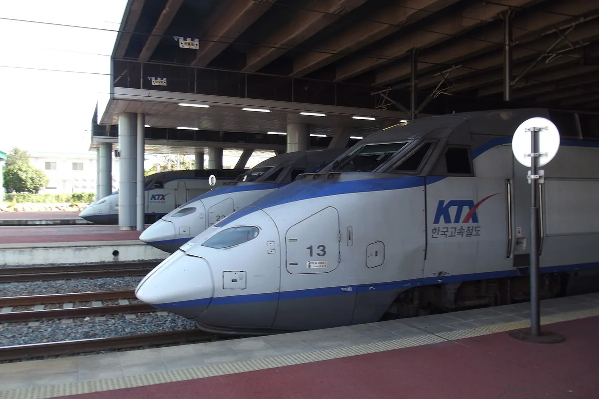 KTX trains at the platforms of Busan Station