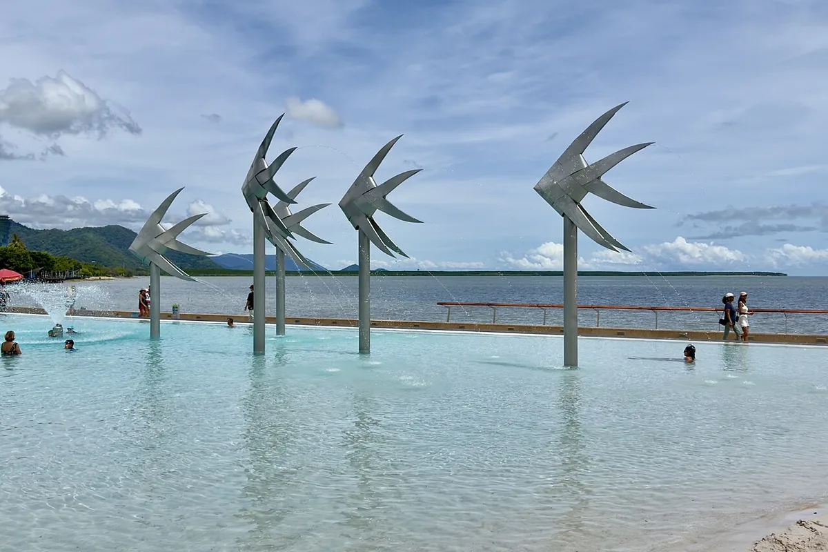 The Esplanade Lagoon on the Cairns waterfront, the city's free saltwater swimming pool