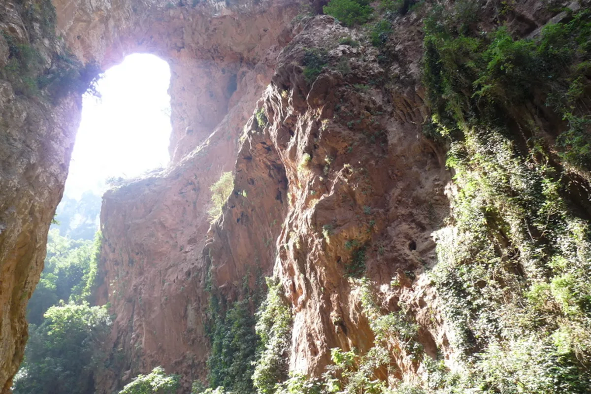 The Bridge of God, the natural rock arch over the Akchour gorge