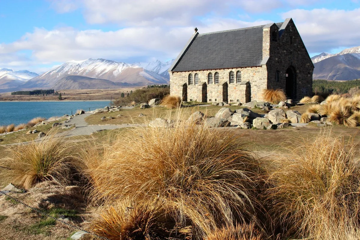 The stone Church of the Good Shepherd on the shore of Lake Tekapo
