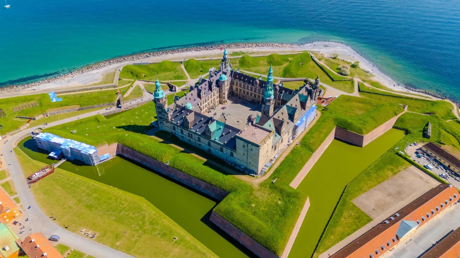 Kronborg Castle on the Øresund from above