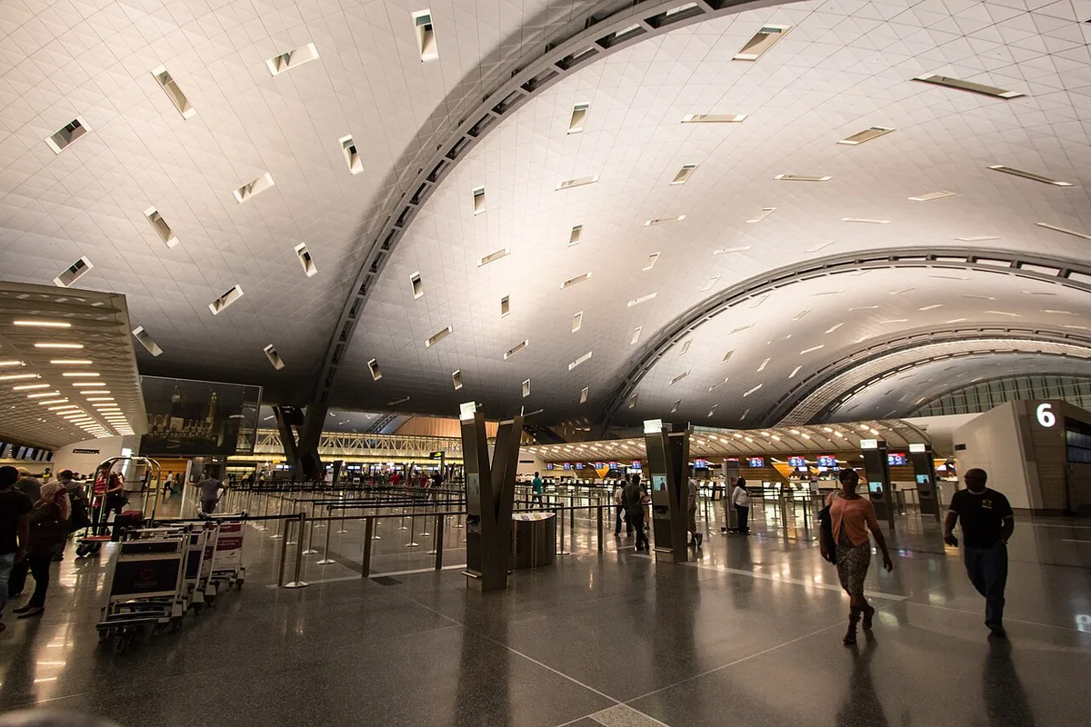 Inside Hamad International Airport terminal, Doha
