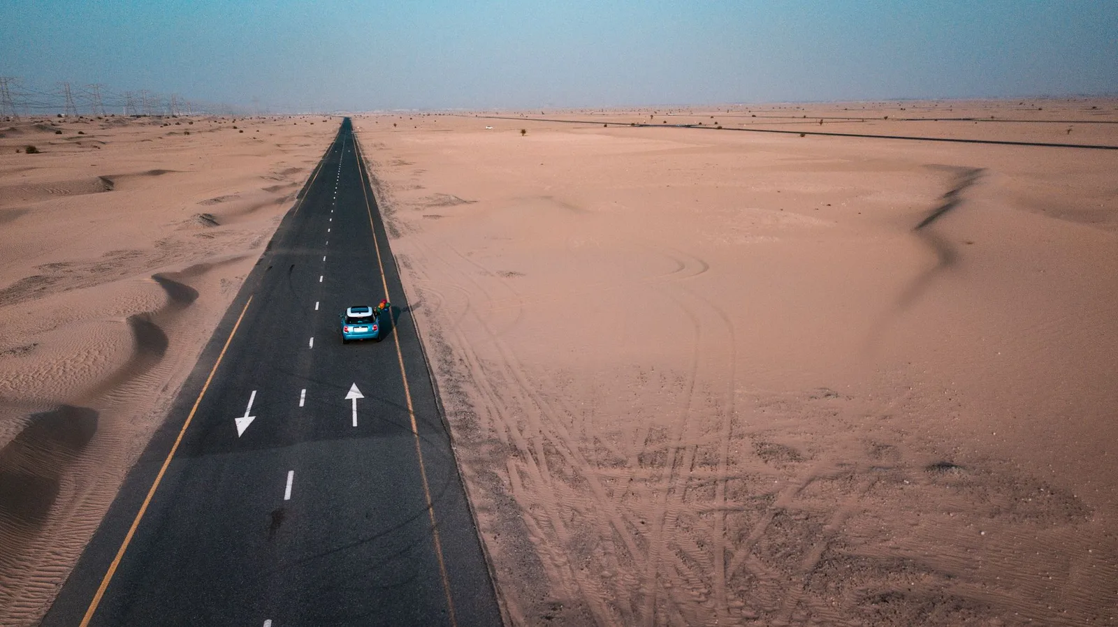 Desert dunes outside Dubai at golden hour
