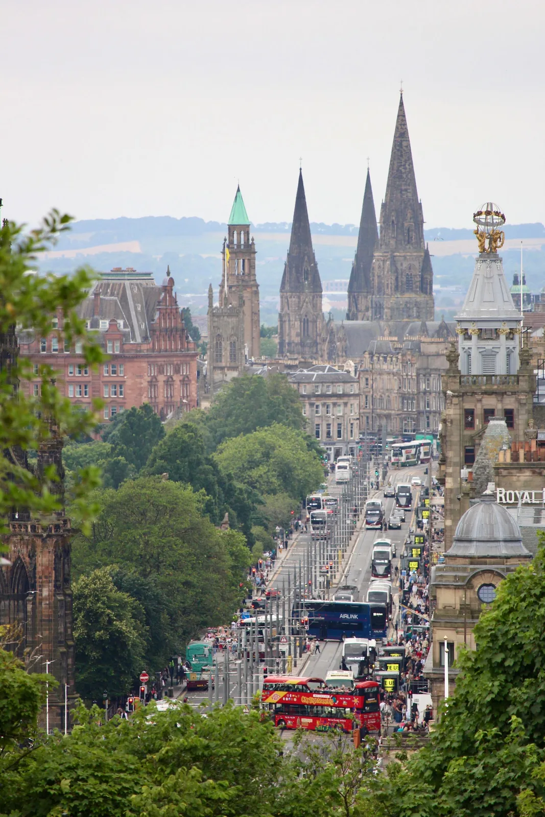 Princes Street and the spires of the New Town seen from Calton Hill