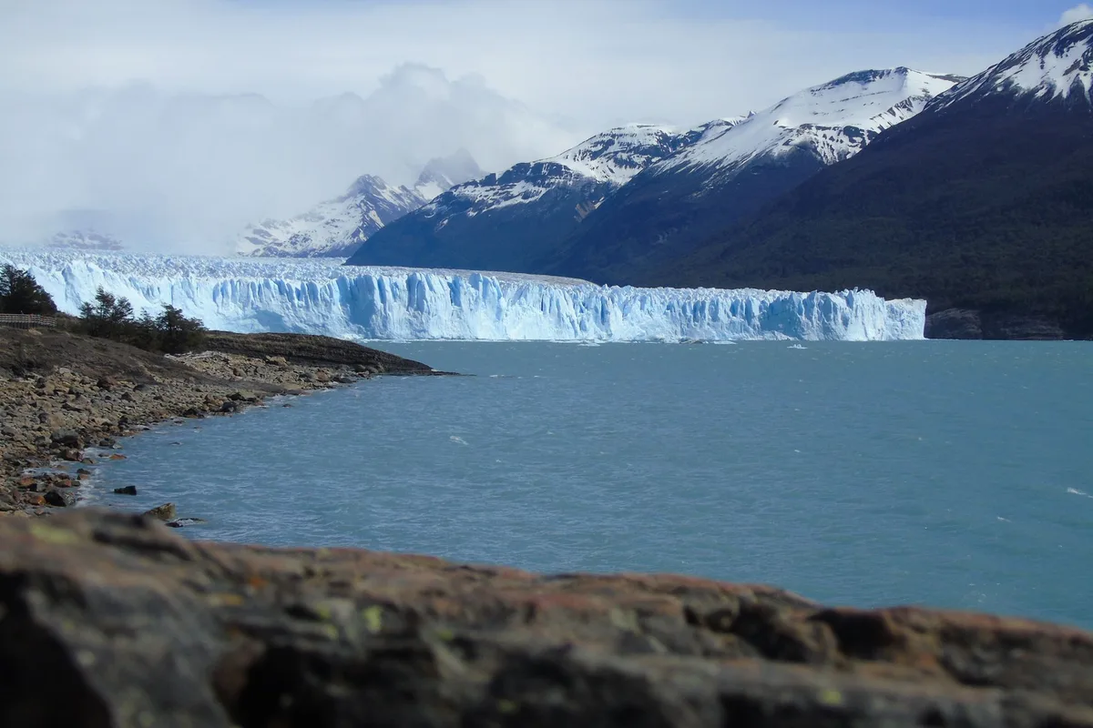 The Perito Moreno Glacier face seen from the boardwalks across Lago Argentino