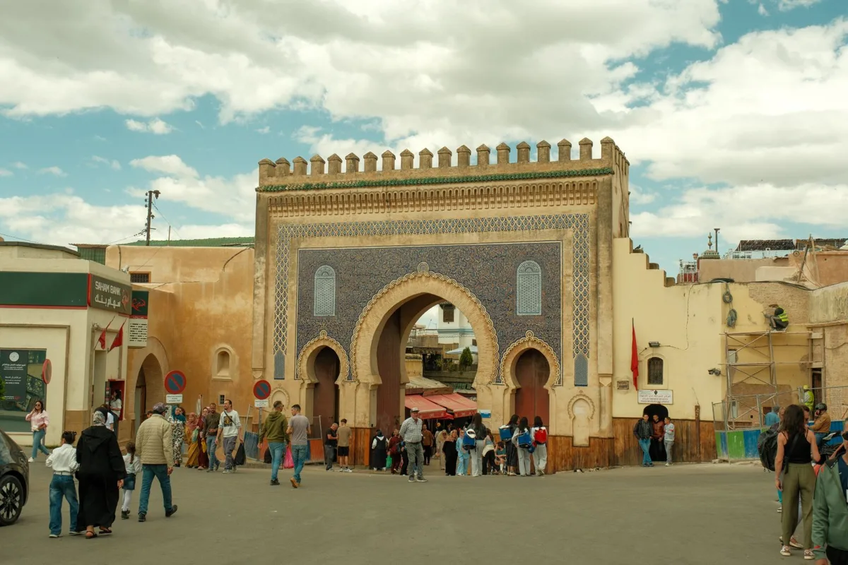 The blue-tiled Bab Bou Jeloud gate into the Fes medina