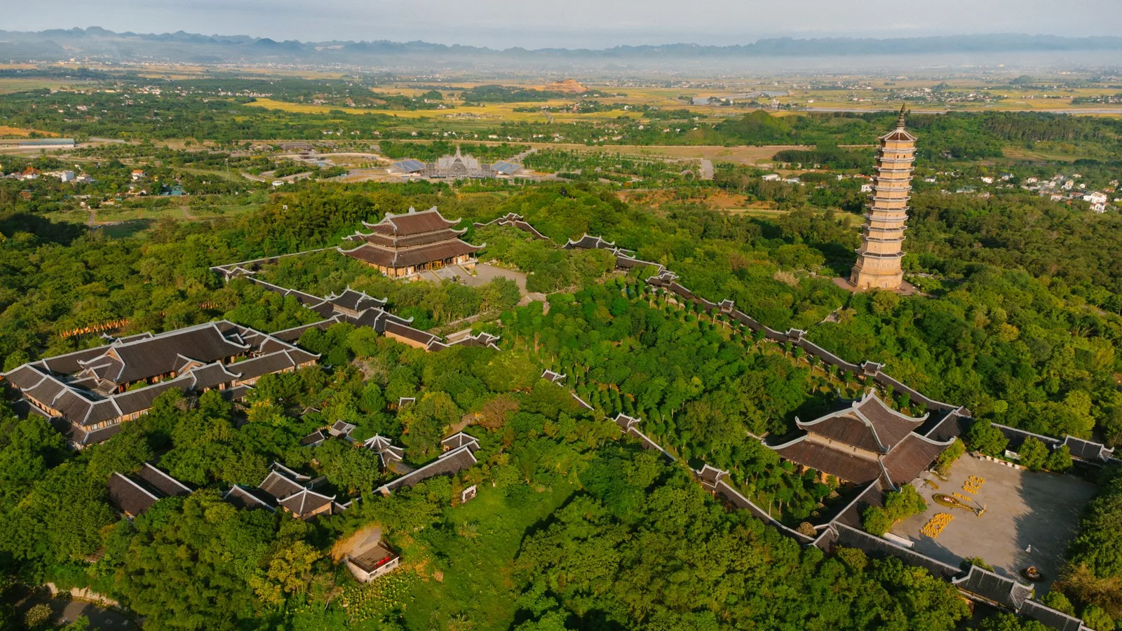 Bai Dinh Pagoda and its stupa over the Ninh Binh countryside