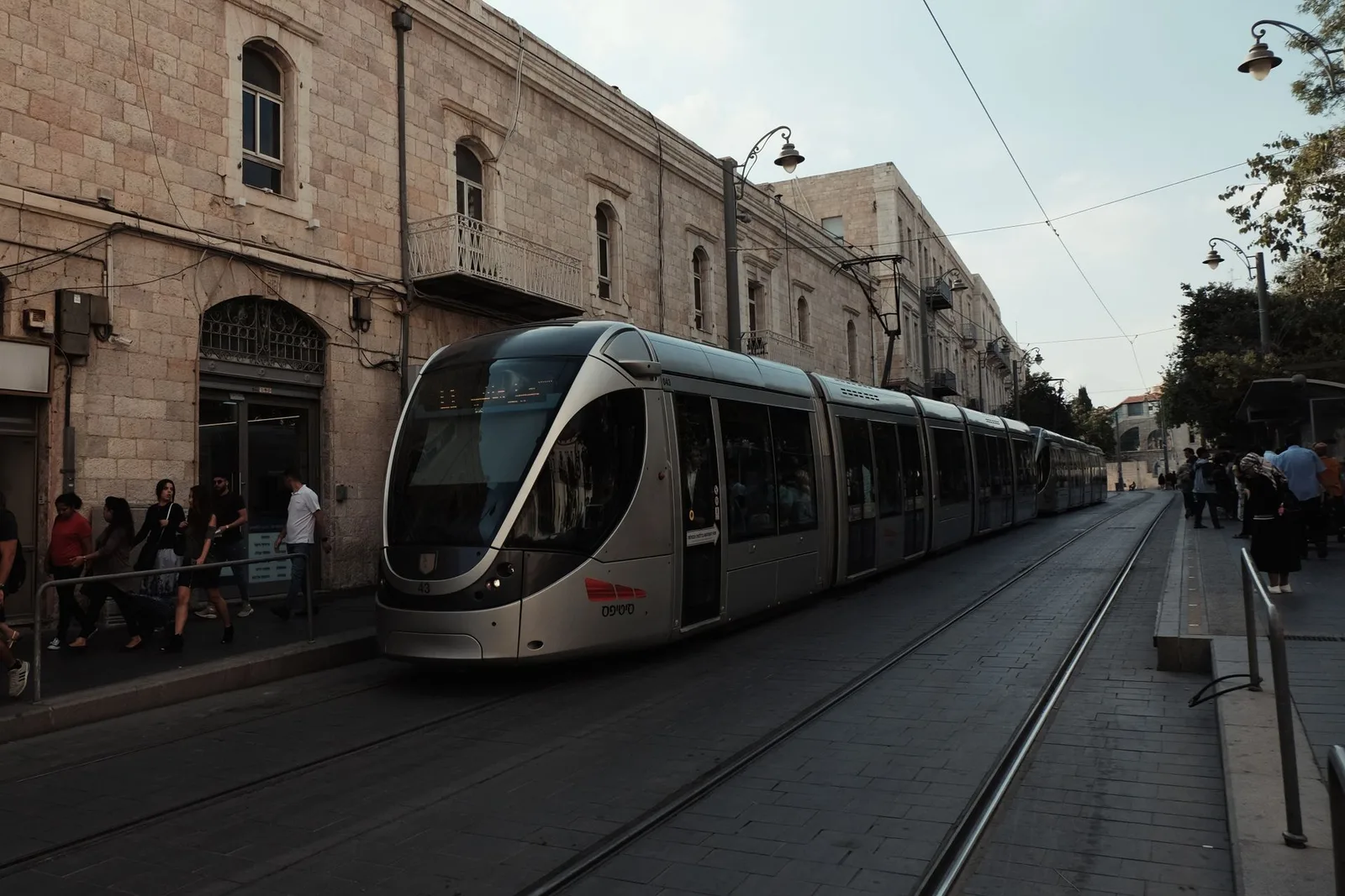 The light rail on Jaffa Road in the city centre
