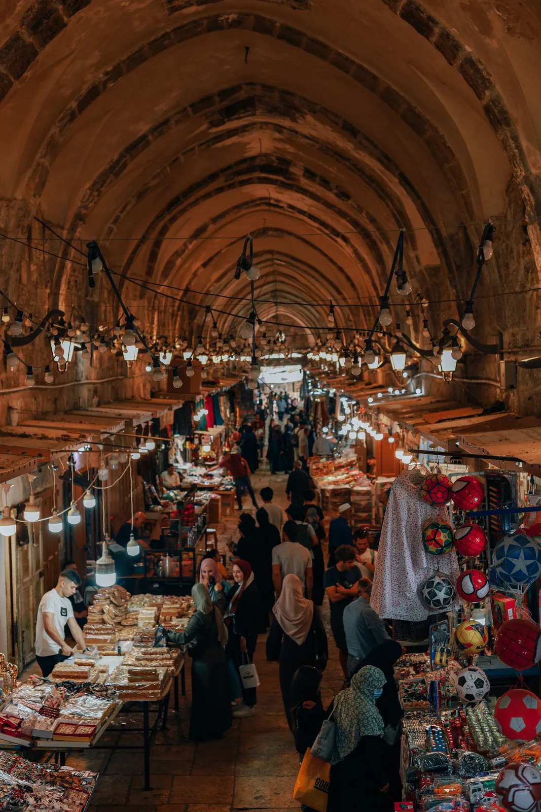 The vaulted Old City bazaar and its sweet stalls