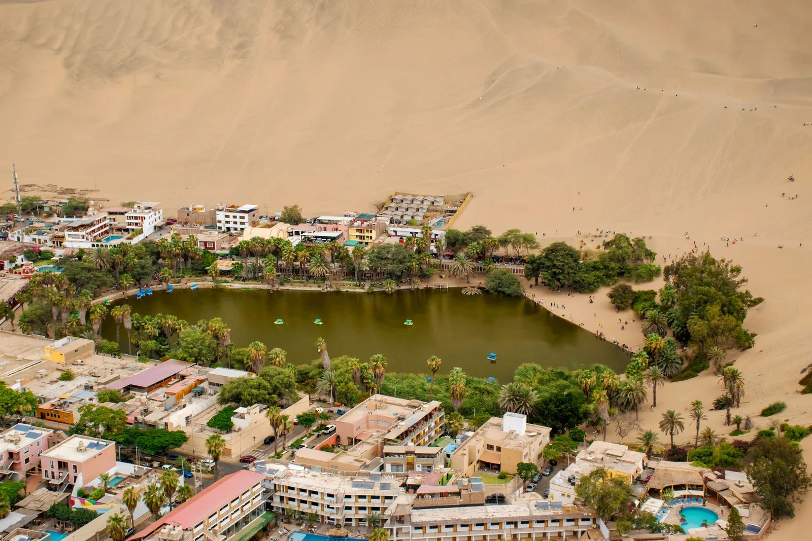 The Huacachina oasis and sand dunes near Ica