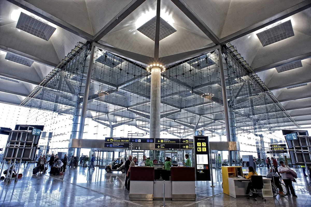Inside Terminal 3 at Malaga-Costa del Sol Airport, the arrivals and departures hub for the coast