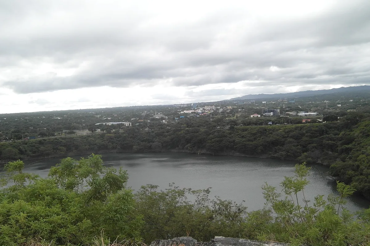 Tiscapa Lagoon from Loma de Tiscapa, with Managua spread beyond it