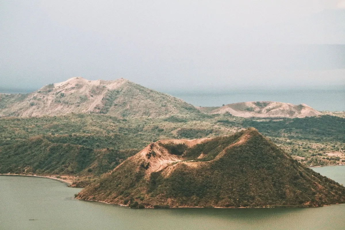 Taal Volcano Island rising from Taal Lake, seen from the Tagaytay ridge