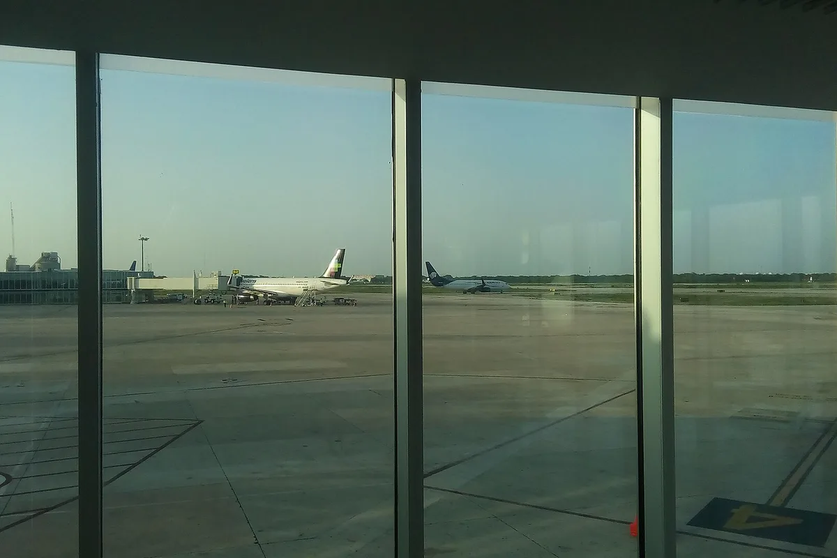 The apron at Merida International Airport, seen from the terminal windows