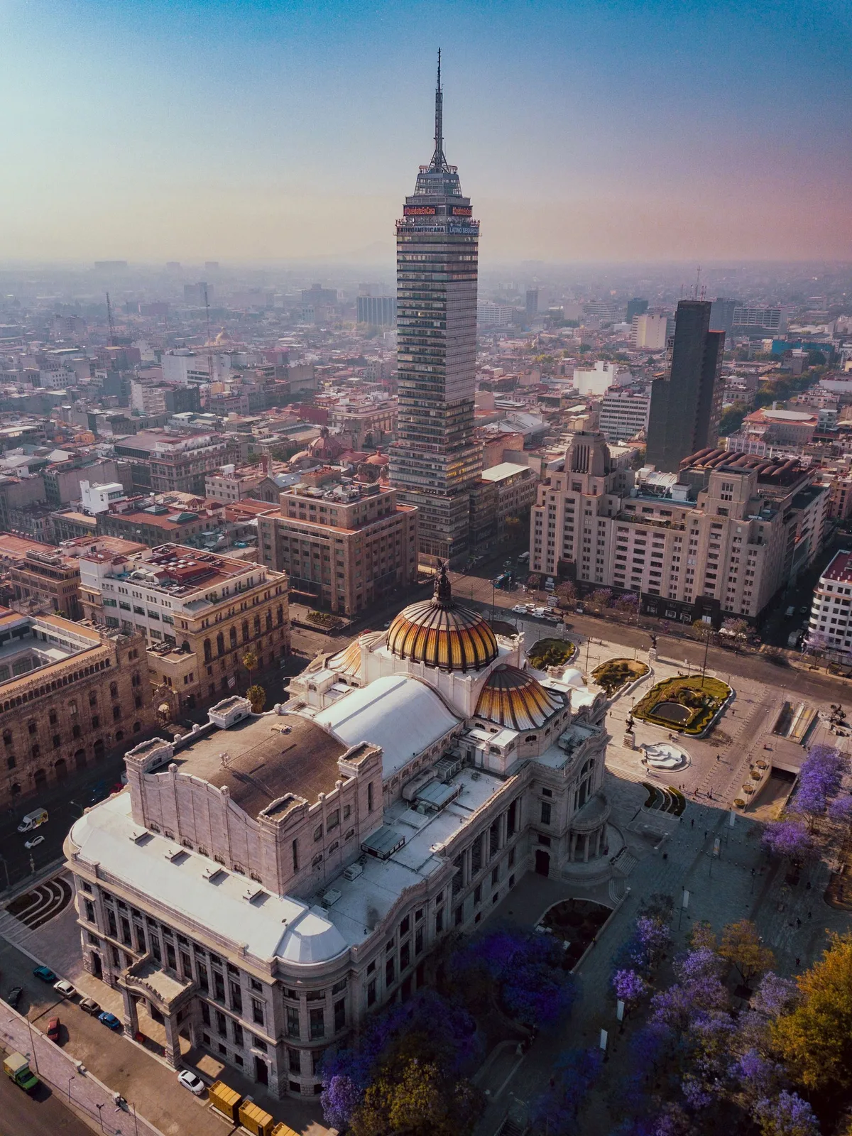 The Zócalo in Mexico City at sunset