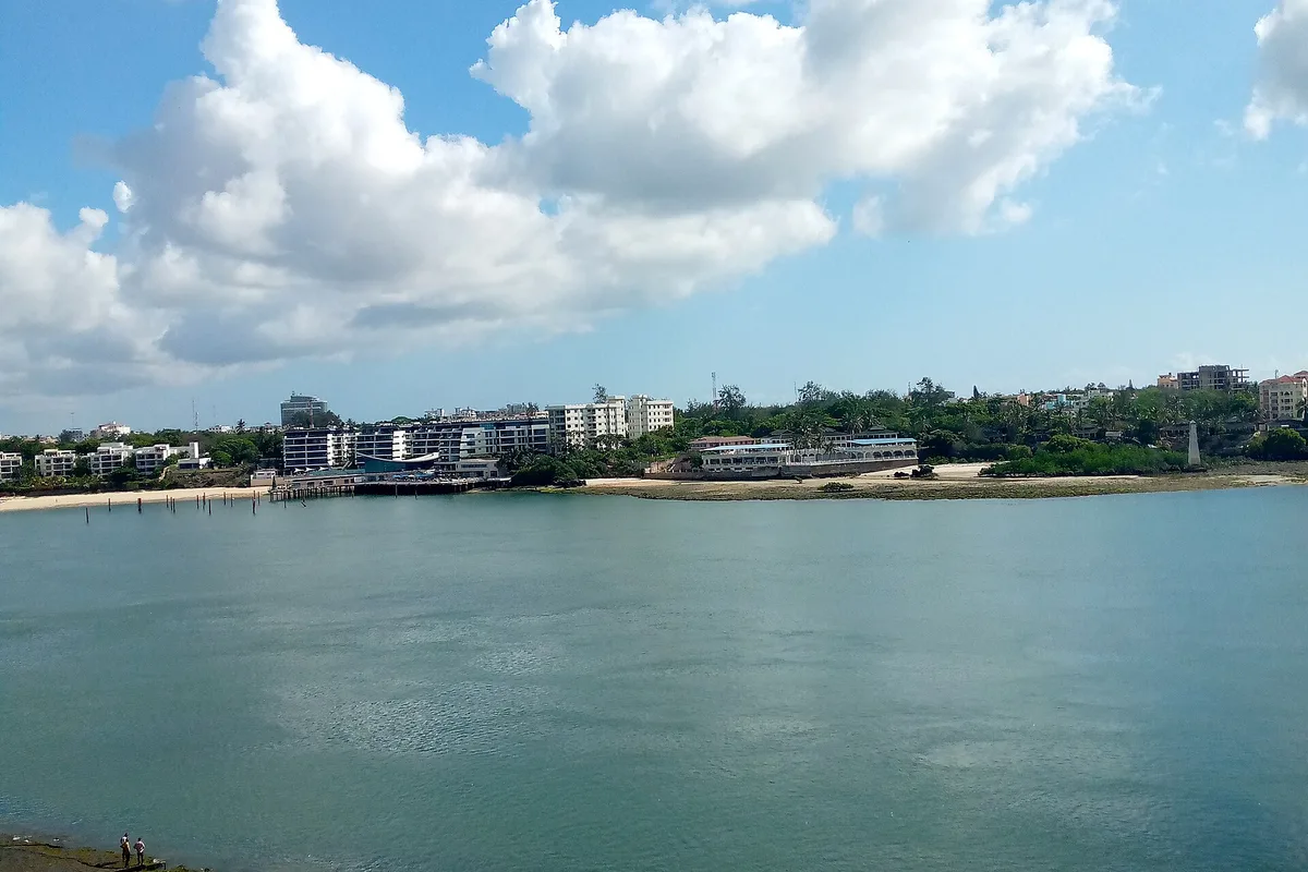 The ramparts of Fort Jesus looking over the old harbour channel in Mombasa