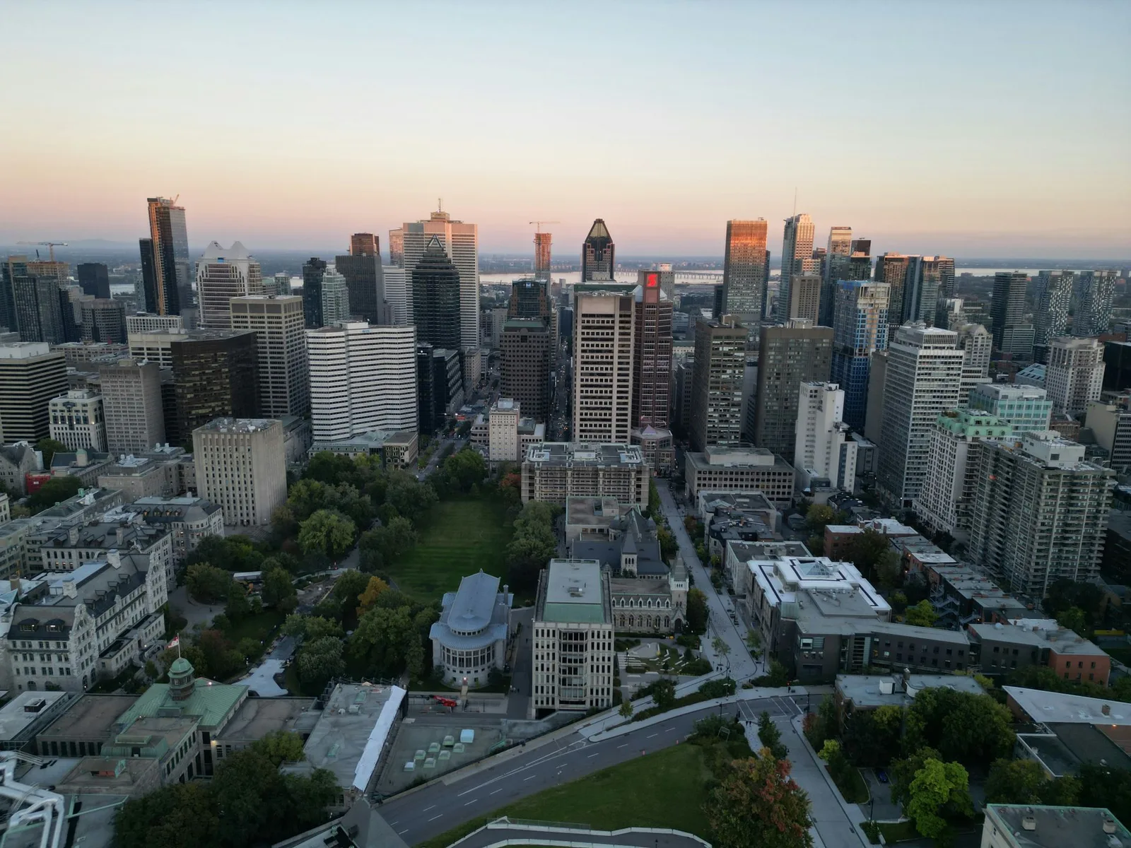 Downtown Montreal at sunset from Mount Royal