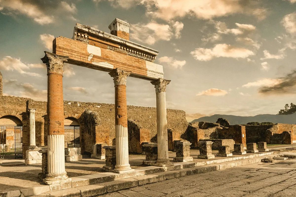 The forum at Pompeii in evening light