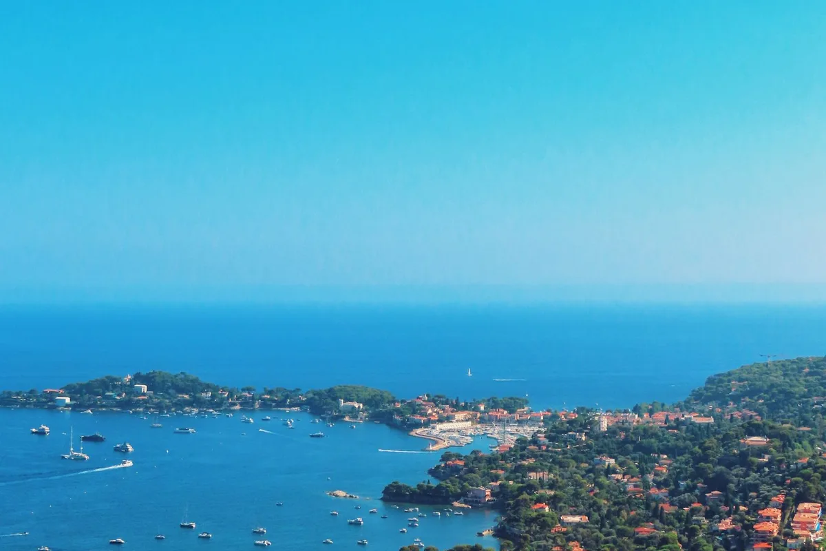 The bay of Villefranche-sur-Mer and Saint-Jean-Cap-Ferrat from above