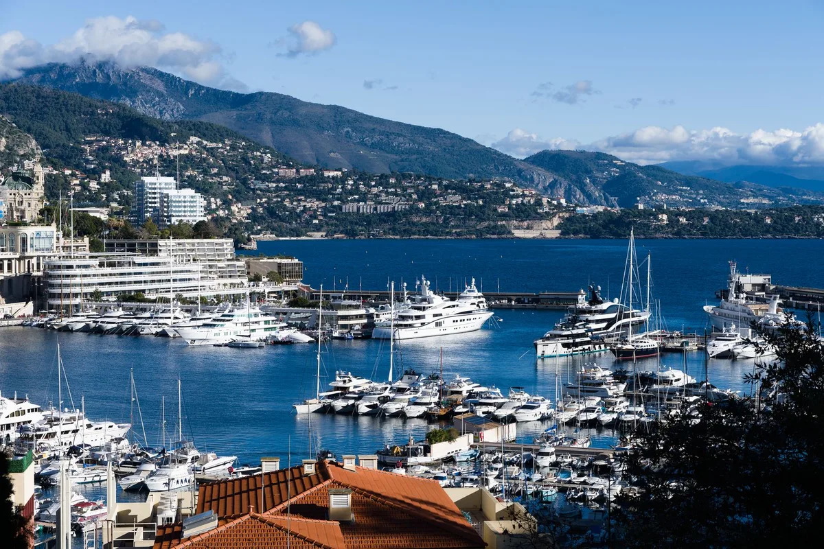 Yachts moored in Port Hercule, Monaco