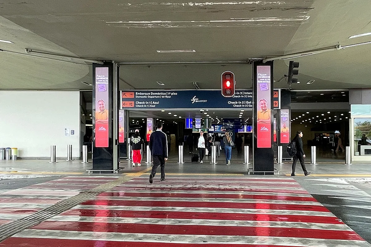Inside Terminal 2 at Belo Horizonte Confins International Airport, the gateway for Ouro Preto