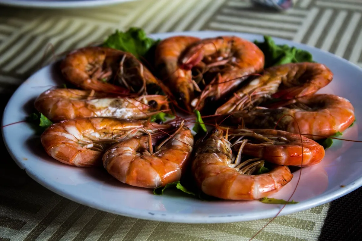 Grilled prawns, the centrepiece of a Pattaya seafood dinner