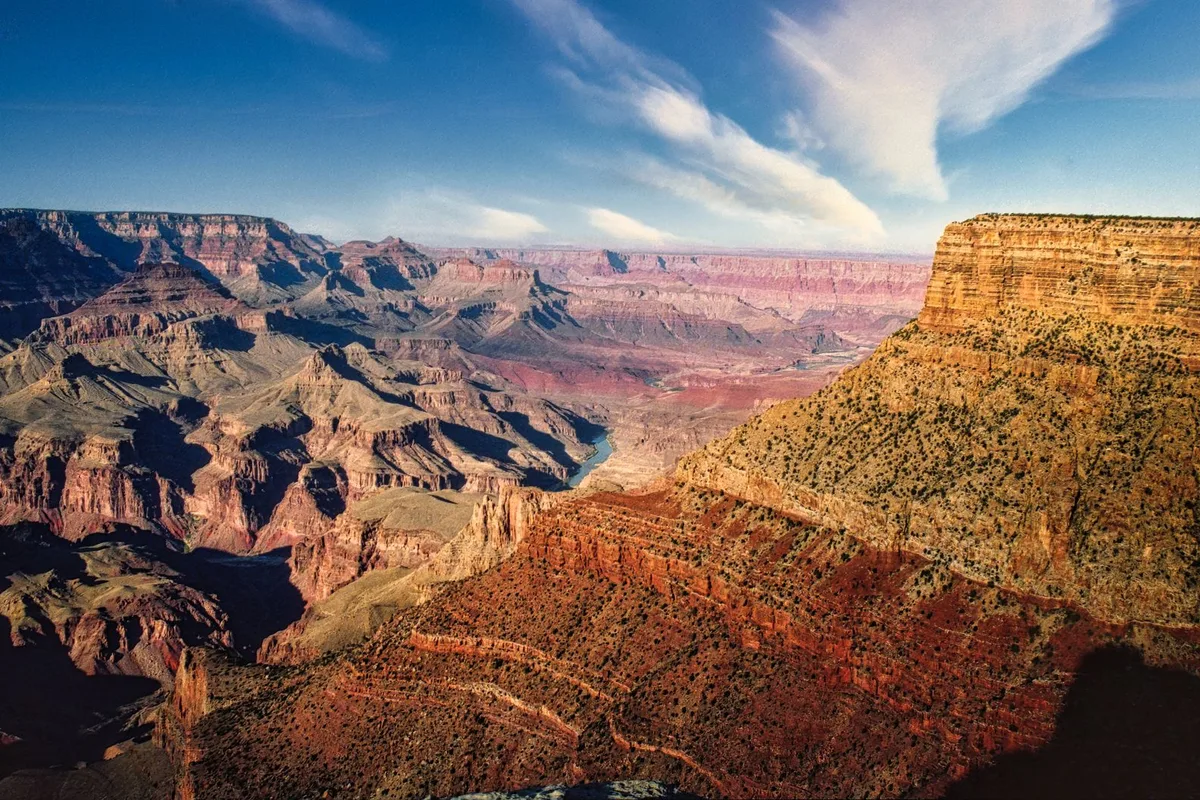 The layered walls of the Grand Canyon from the South Rim