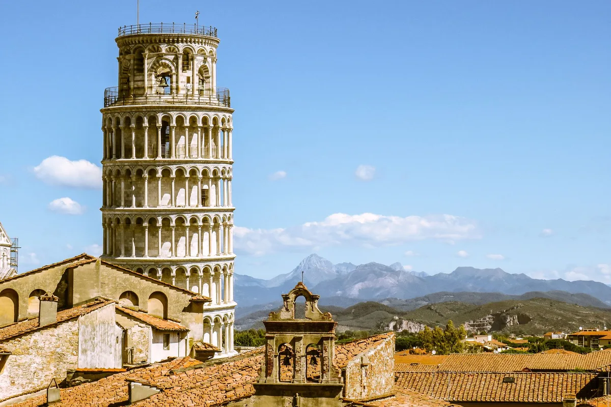 The Leaning Tower rising over Pisa
