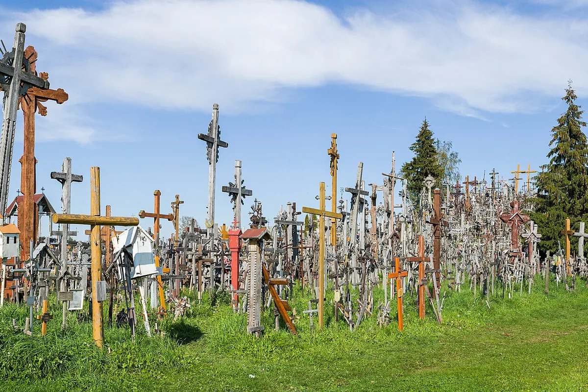 Thousands of crosses covering the Hill of Crosses in Lithuania