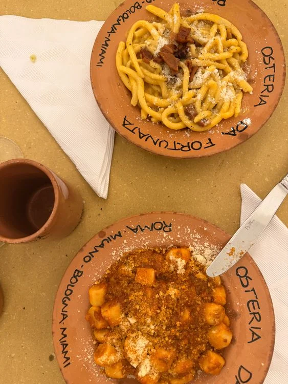 Roman pasta dishes served in a traditional trattoria