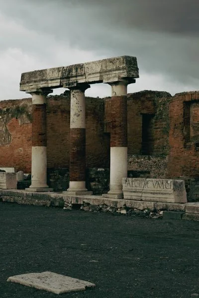 Ruins of Pompeii with Mount Vesuvius