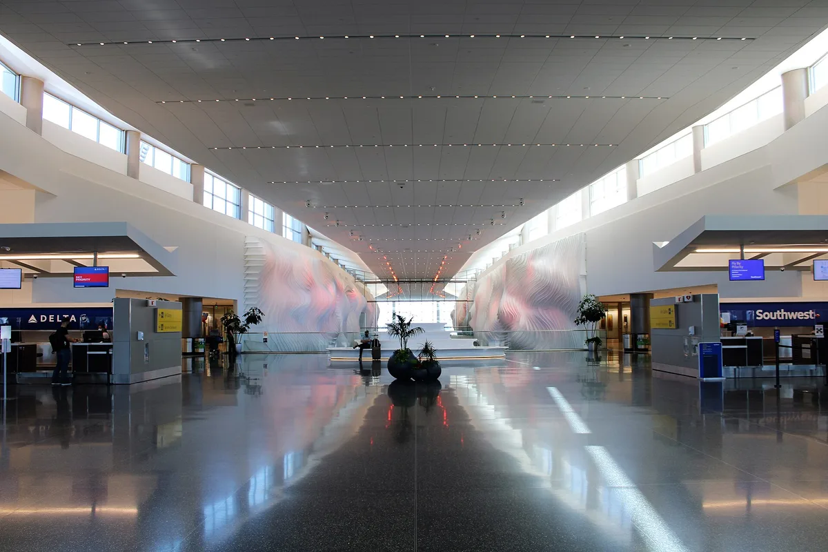 The Canyon art installation inside the new Salt Lake City International Airport terminal