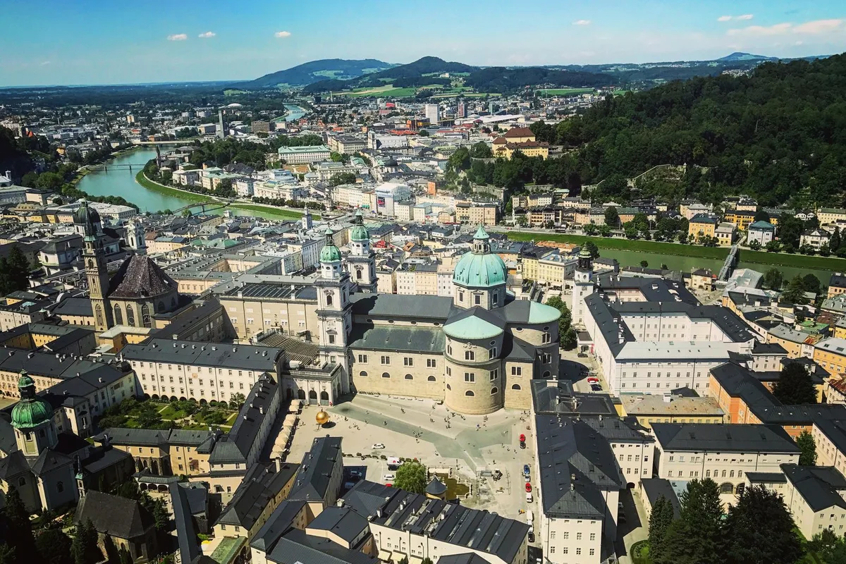 An aerial view over Salzburg