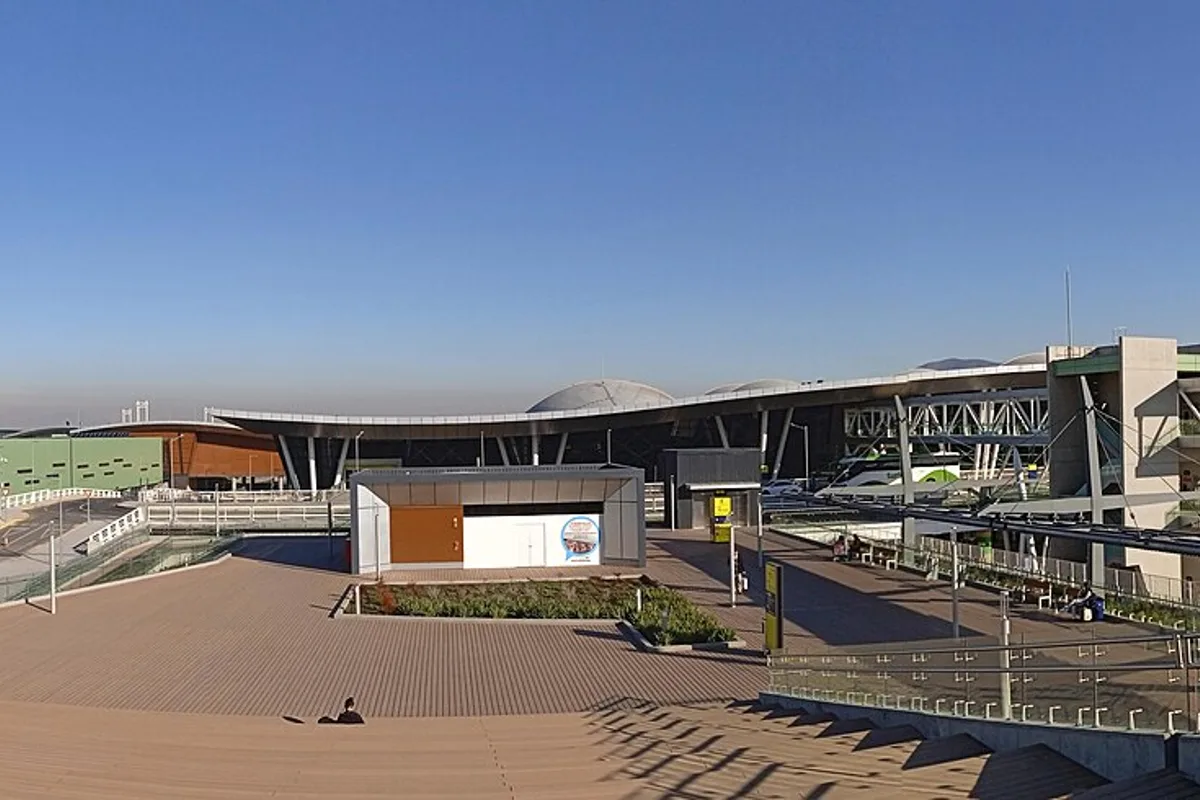 Terminal 2 at Santiago Arturo Merino Benitez Airport, seen from the amphitheatre
