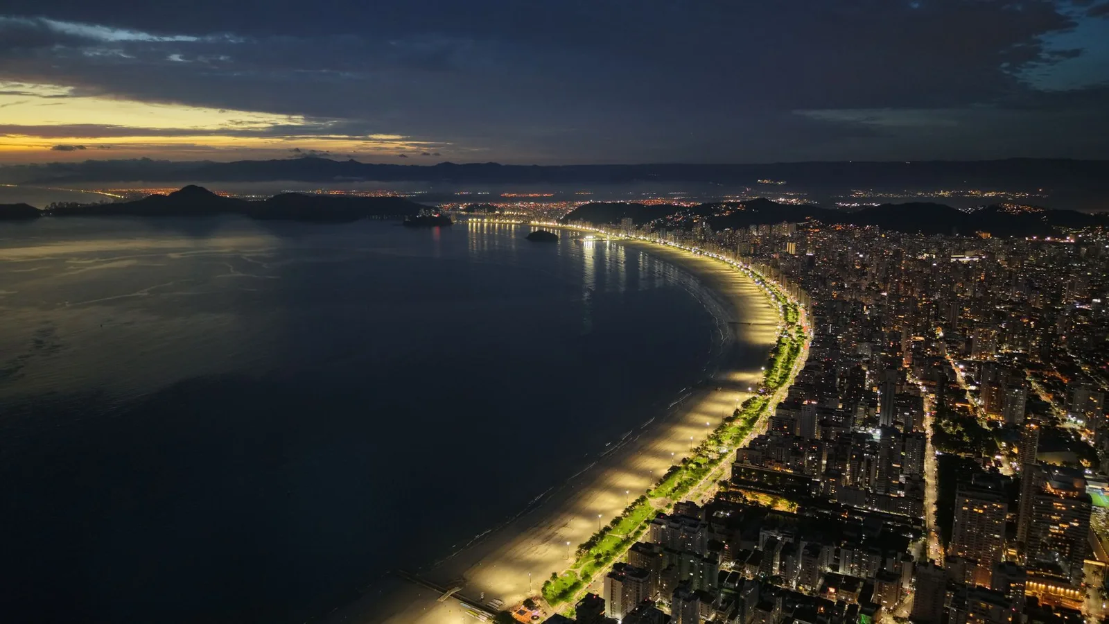 Santos beach and port