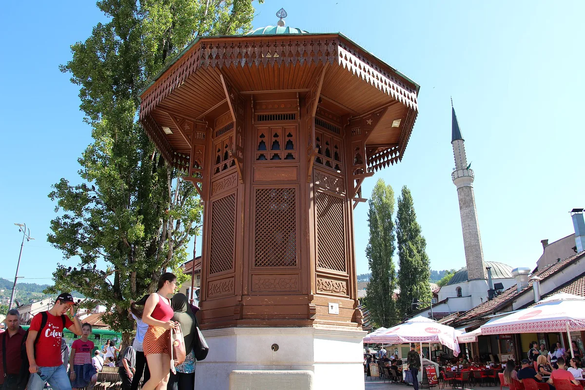 The Sebilj wooden fountain in Baščaršija, Sarajevo