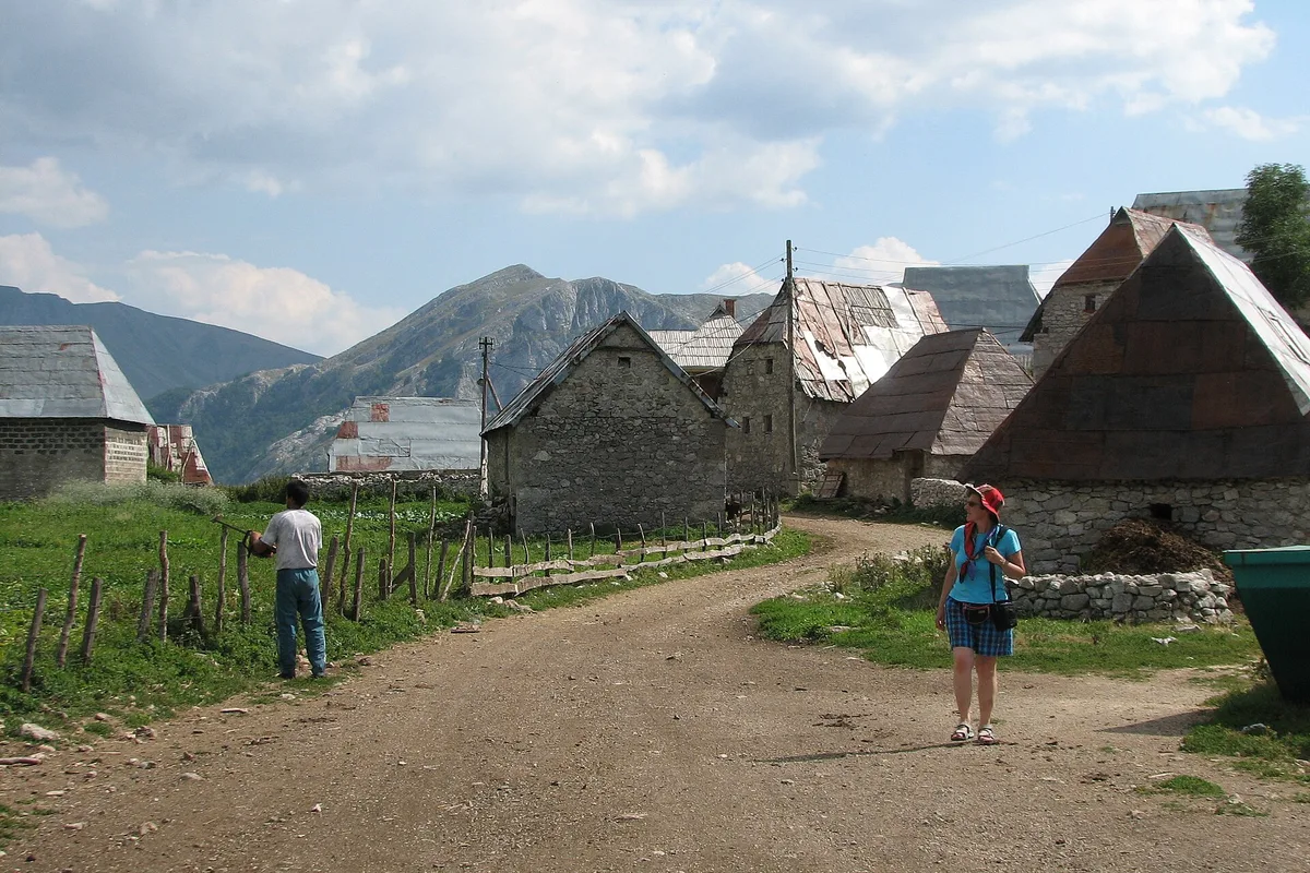 Stone houses in Lukomir, Bosnia's highest village, on the Bjelašnica slopes