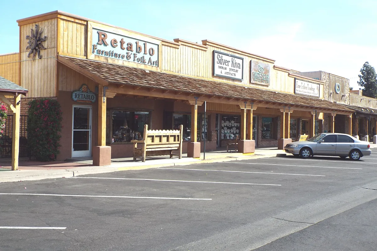 Western storefronts along a street in Old Town Scottsdale