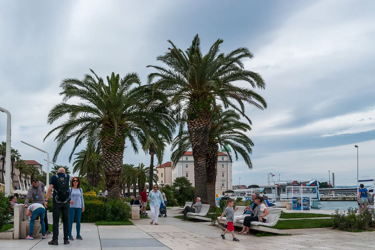 The Riva promenade along the palace waterfront in the morning