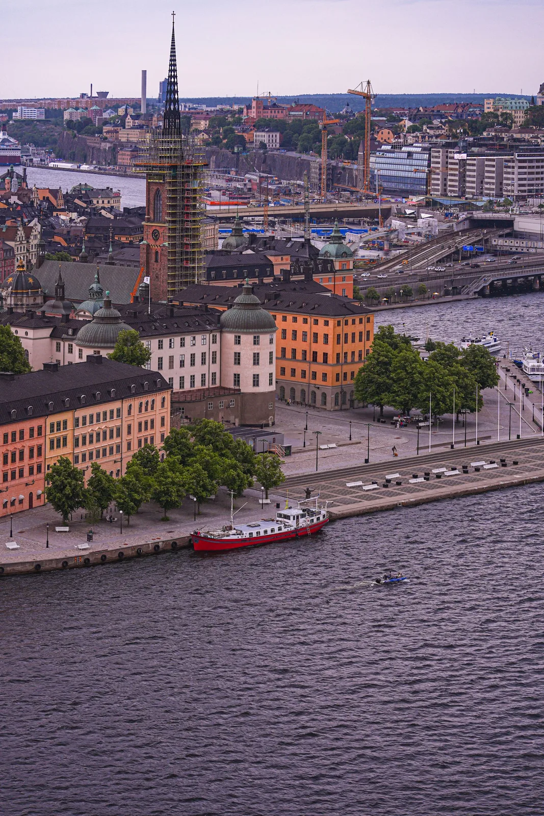 Riddarholmen and the Gamla Stan waterfront from above