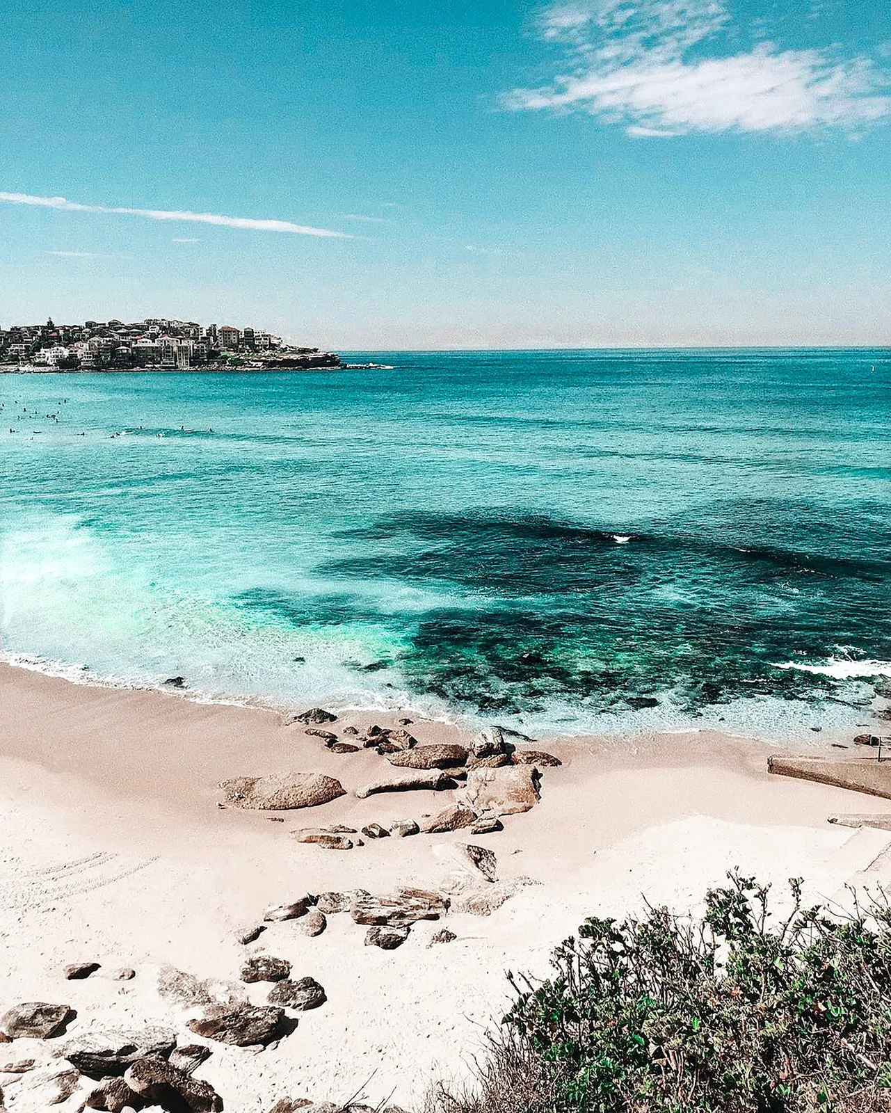 Bondi Beach with surfers