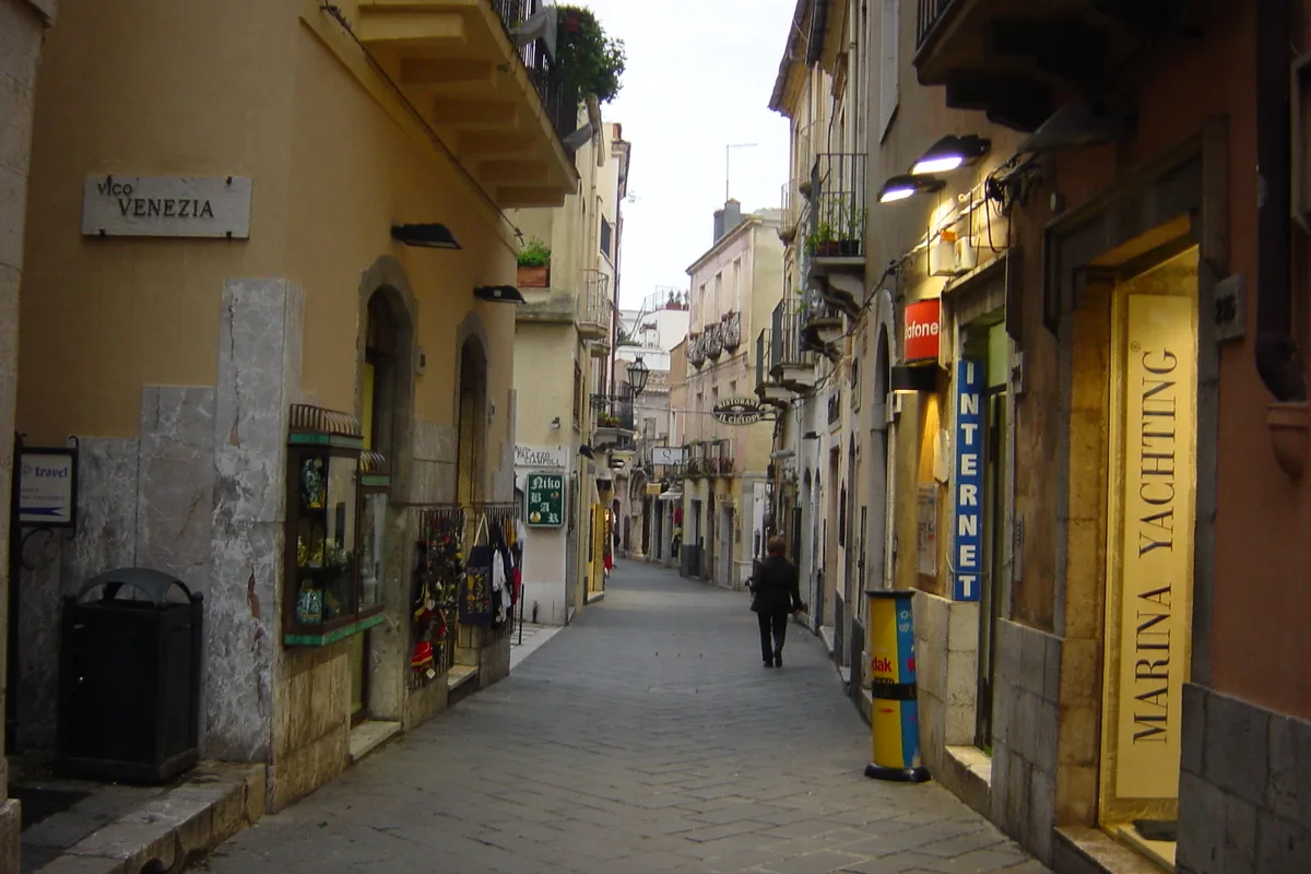 Corso Umberto, Taormina's main street, in the morning light